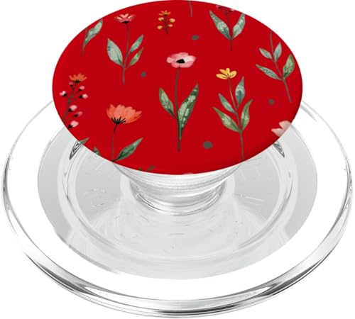 Wildblumen-Design, weich, Aquarell, Boho-Stil, Blumenmuster auf Rot PopSockets PopGrip für MagSafe Wildblumen-Design, weich, Aquarell, Boho-Stil, Blumenmuster auf Rot PopSockets PopGrip für MagSafe von Better You Tees Etc.