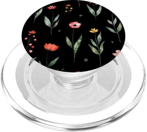Wildblumen-Design, weich, Aquarell, Boho-Stil, Blumenmuster auf Schwarz PopSockets PopGrip für MagSafe Wildblumen-Design, weich, Aquarell, Boho-Stil, Blumenmuster auf Schwarz PopSockets PopGrip für MagSafe von Better You Tees Etc.