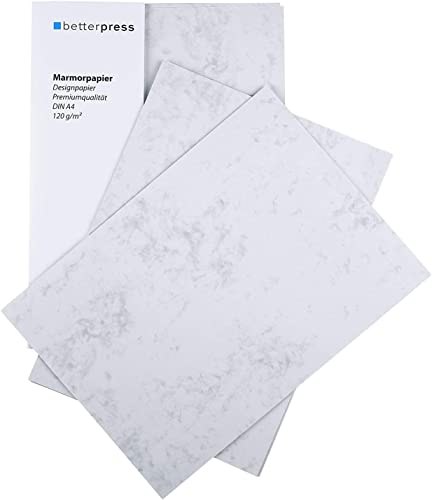 Betterpress® Marmor-Papier Gastropapier DIN A5, 120 g/m², 60 Blatt beidseitig marmoriert - Briefpapier von Betterpress