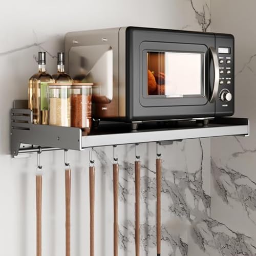 Edelstahl Mikrowelle Regal Küche Mikrowellenhalterung Wand Mikrowelle Backofen Wandhalterungen Regal mit 6 Halterung, Wand-befestigte Küche Regal, 49x37x11.5cm Edelstahl Mikrowelle Regal Küche Mikrowellenhalterung Wand Mikrowelle Backofen Wandhalterungen Regal mit 6 Halterung, Wand-befestigte Küche Regal, 49x37x11.5cm von Bettschlange