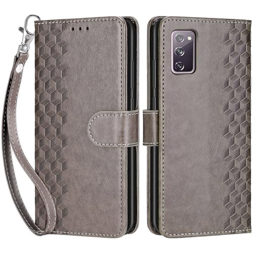 Betunistoy Handyhülle für Samsung Galaxy S20 FE Hülle, PU Leder Eleganter Prägung Schutzhülle mit Kartenfach, Flip Case Klappbar Stoßfeste Hülle für Samsung S20 FE 4G/5G (Grau) von Betunistoy