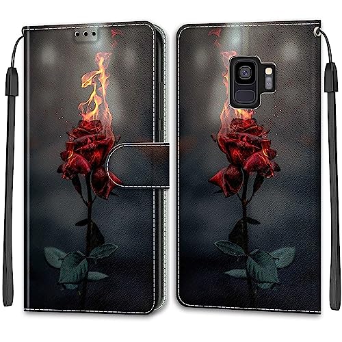 Handyhülle für Samsung Galaxy S9 Hülle Leder für Samsung Galaxy S9 Hülle Klappbar Leder Flip Wallet 360 Stoßfeste Case Schutzhülle Klapphülle für Samsung S9 [5,8 Zoll] Hülle Holster von Betunistoy