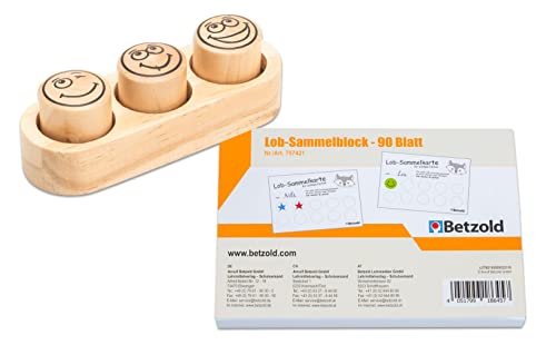 Betzold - Belohnungsset Holzstempel und Lob-Sammelblock - Lehrer Zubehör Schule Kindergarten von Betzold