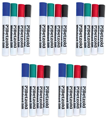 Betzold - Whiteboard-Marker Set 20 Marker-Stifte in 4 verschiedenen Farben - Rot Blau Schwarz Grün von Betzold