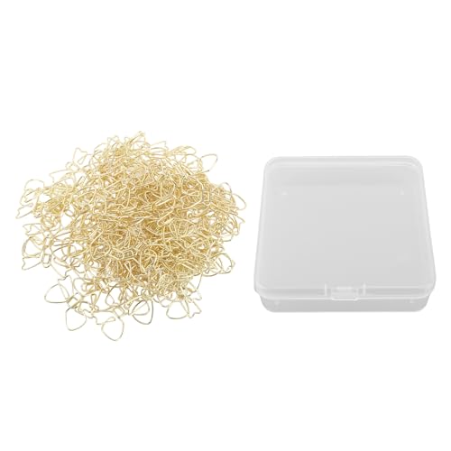 100pcs niedliche Papierklammern, Bugform -Metallpapierklammern mit klarer Kiste für Bürovorräte für Heimschule (Golden) von Beufee