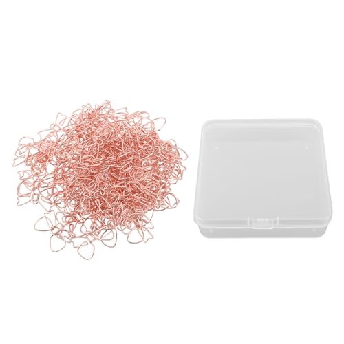 100pcs niedliche Papierklammern, Bugform -Metallpapierklammern mit klarer Kiste für Bürovorräte für Heimschule (Rose Gold) von Beufee