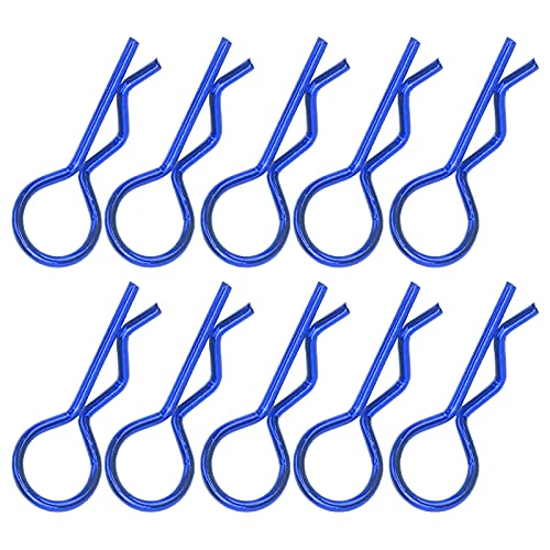 10pcs RC -Karosserieklammern für 1/5 1/6 1/8 1/10 RC -Auto, R -Formmetallkörperklammern RC -Autschalenclip für Fernbedienungsauto -Schale ﻿ (Blau) von Beufee