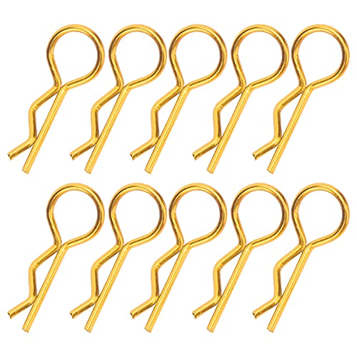 10pcs RC -Karosserieklammern für 1/5 1/6 1/8 1/10 RC -Auto, R -Formmetallkörperklammern RC -Autschalenclip für Fernbedienungsauto -Schale ﻿ (Gold) von Beufee