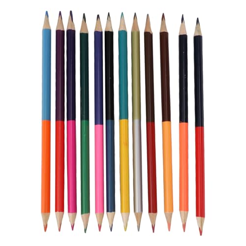 12PCS Erasable Colored Pencils, Pre Sharpened Pencils Set Dual Ended Pencils for Writing Drawing and Checking (12=24 Color Double Colored Pencils) von Beufee