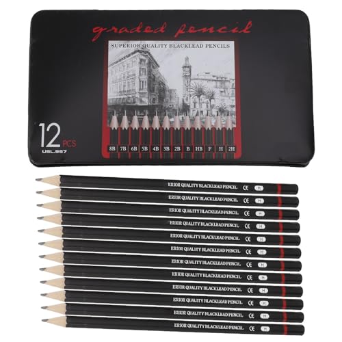 Beufee 12PCS Erasable Colored Pencils, Pre Sharpened Pencils Set Dual Ended Pencils for Writing Drawing and Checking (8B‑2H Sketching Pencils) von Beufee