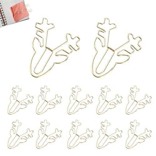 Beufee 50Pcs Kleine Gold-Papierklammern Nette Hirsch Tier-Papierklammern Metallklammern für Dateien Papier Spaß Papierklammern Lesezeichen Planer Clips Papierklammer Halter Kühle Papierklammern von Beufee