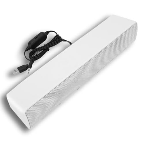 Beufee Computer-Soundbar, Weiße PC-Lautsprecher, Weiße Soundbar, Stereo-USB-betriebene Soundbar-Lautsprecher, USB-verkabelte Soundbar(Weiß) von Beufee