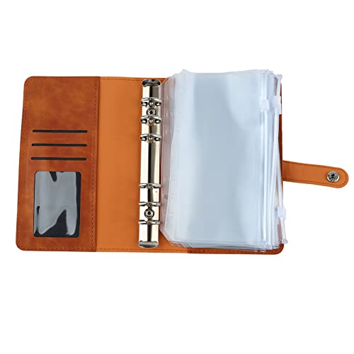 Nachfüllbare Planer -Bindemittel, A6 PU Leder Notebook -Bindemittel Mehrere Taschen Edelstahlringe nachfüllbare Budget -Binderbindemittel Deckung (Braun) von Beufee