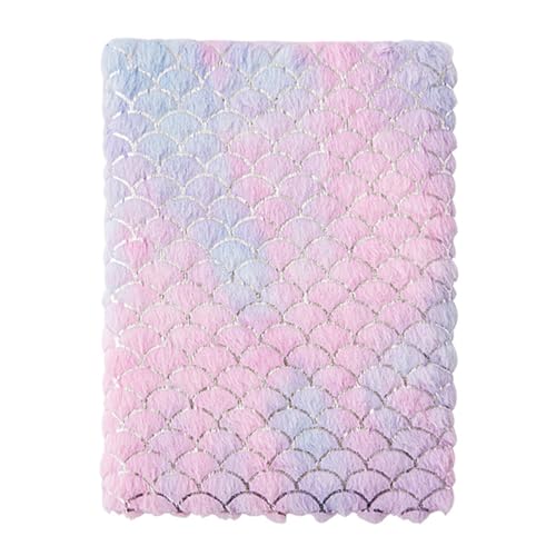 Plush Diary for Girls, Gradient Color 80 Pages Tie Dye Fuzzy Journal Secret Notebook Diary for Students Writing and Drawing (Fish Scale) von Beufee