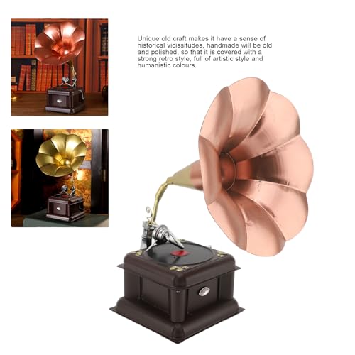Retro -Phonographenmodellskulptur, Vintage Iron Phonograph Gramophon Ornament für Home Table Desk Dekorationen (Red Bronze) von Beufee