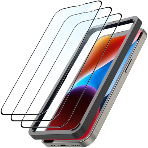 Beukei 3 Stück Panzer Schutz Glas für iPhone 14 Plus mit Installationsrahmen, Tempered Glass,[9H Härte][HD Klare][Blasenfrei][Anti-Kratzen] Panzerfolie von Beukei