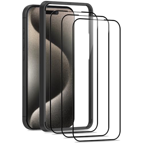 Beukei 3 Stück Panzer Schutz Glas für iPhone 15 Pro Max mit Installationsrahmen, Schutzfolie, HD Glas Displayschutz, 9H Härte, Anti- Kratzer,Blasenfrei, Panzerfolie Beukei 3 Stück Panzer Schutz Glas für iPhone 15 Pro Max mit Installationsrahmen, Schutzfolie, HD Glas Displayschutz, 9H Härte, Anti- Kratzer,Blasenfrei, Panzerfolie von Beukei