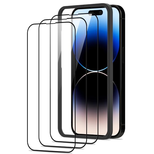 Beukei Panzer Schutz Glas für iPhone 14 Pro mit Installationsrahmen, 3 Stück Schutzfolie, Panzer schutzglas[HD Glas Displayschutz][9H Härte][Anti-Kratzen] Glass von Beukei
