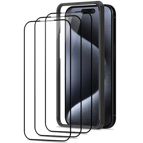 Beukei Panzer Schutz Glas für iPhone 15 Pro mit Installationsrahmen, 3 Stück Schutzfolie, Panzer schutzglas[HD Glas Displayschutz][9H Härte][Anti-Kratzen] Glass von Beukei