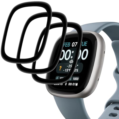Panzer Schutz Glas für Fitbit Versa 4/ Sense 2, 3 Stück handy folie[Anti-Kratzen][Sans Bulless][Fingerabdruck kompatibel][9H Härte]schutzfolien von Beukei