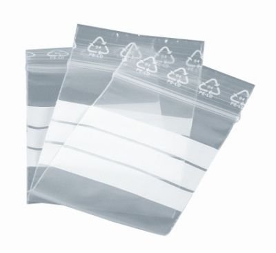 Druckverschlussbeutel LDPE 60 x 80 mm transparent Beschriftungsfeld weiß (100 Stück) von Beutel und Tüten