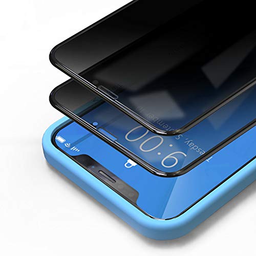 Bewahly Privacy Schutzfolie für iPhone 11 Pro/XS/X (5,8") [2 Stück], 9H Härte Full Screen Sichtschutz Panzerfolie Blickschutz Displayschutzfolie Anti-Spy Glas Folie mit Positionierhilfe - Schwarz von Bewahly