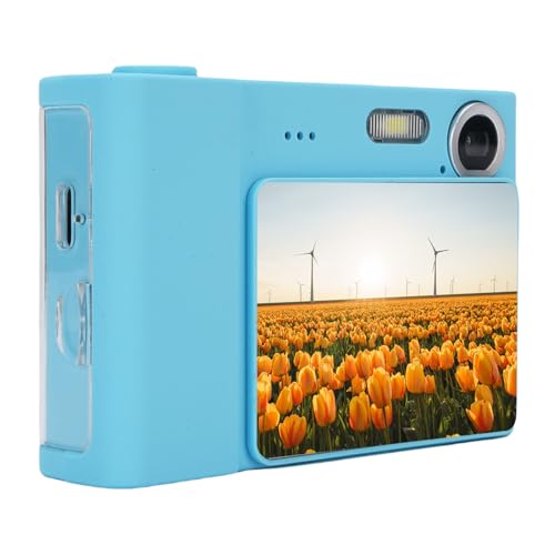 1080P Digital Kamera für Fotografie, 48-MP-Vlog-Selfi-Kamera mit 2,4-Zoll-Bildschirm, Dual-Objektiv-Autofokus Punkt und Shoot-Kameras für Anfänger (Blue) von Bewinner