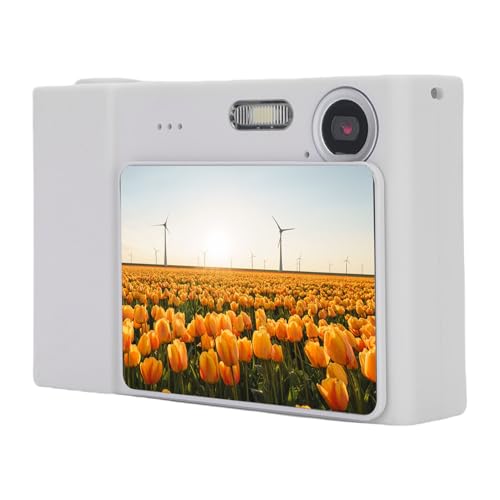 1080P Digital Kamera für Fotografie, 48-MP-Vlog-Selfi-Kamera mit 2,4-Zoll-Bildschirm, Dual-Objektiv-Autofokus Punkt und Shoot-Kameras für Anfänger (White) von Bewinner