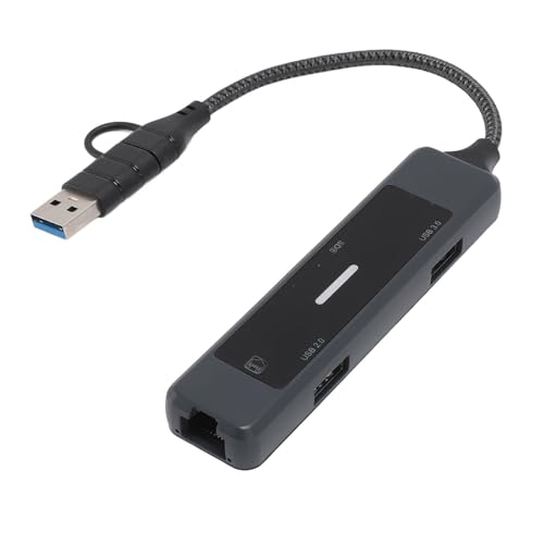 5-in-1-USB-Hub-Adapter, USB3.0 USB2.0 100 Mbit/s RJ45-Ethernet-Speicherkarten-Speicherleser mit Schneller Übertragung für Win/OS X/ von Bewinner