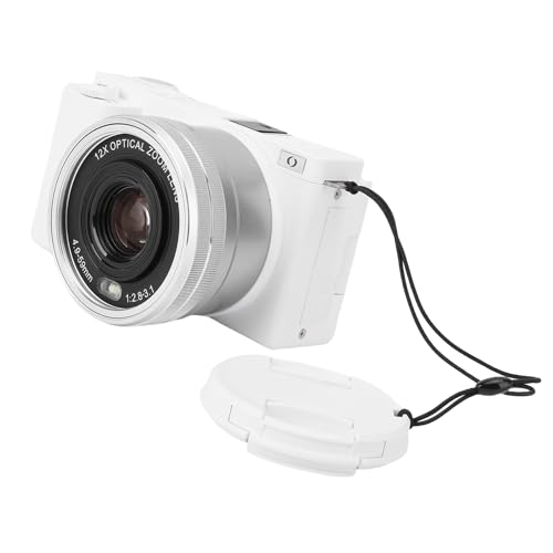 5K 72MP Digitalkamera mit 12 -Fach Optischer Zoom 3 -Zoll -Flip -Bildschirm - Timelapse -Makrofotografie, Eingebauter LED -Blitz, Mehrere Filter für Vlogging -Reise (White) von Bewinner