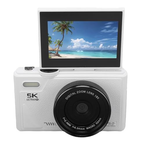 5K Digitalkamera, WLAN 75MP Vlogging -Kameras, 18 -facher Autofokusspitze und Schießen Sie die Digitalkamera mit 3 Zoll 180 ° Flip -Bildschirm, Kompakte Vlog -Reise -Camara mit von Bewinner