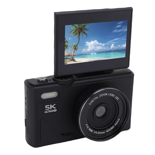5K Digitalkamera, WLAN 75MP Vlogging -Kameras, 18 -facher Autofokusspitze und Schießen Sie die Digitalkamera mit 3 Zoll 180 ° Flip -Bildschirm, Kompakte Vlog -Reise -Camara mit von Bewinner