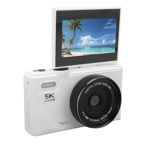 5K Digitalkamera, WLAN 75MP Vlogging -Kameras, 18 -facher Autofokusspitze und Schießen Sie die Digitalkamera mit 3 Zoll 180 ° Flip -Bildschirm, Kompakte Vlog -Reise -Camara mit von Bewinner