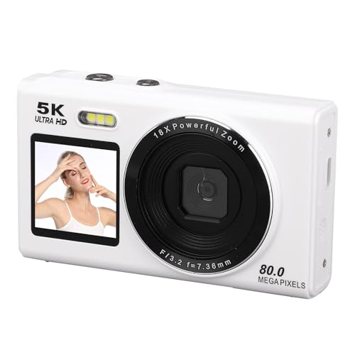 5k Digitalkamera für Fotografie, 80 MP UHD Dual Screen WiFi Selfie -Kamera mit 18x ​​Zoom, Webcam -Funktions -Reisetasche Kompakte Vlogging -Kamera für Jugendliche für (32GB) von Bewinner