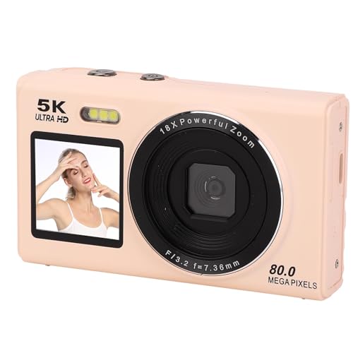 5k Digitalkamera für Fotografie, 80MP WiFi Vlogging -Kamera mit Zwei Bildschirm 18x Zoom -Reise -Vlog -Kameras für Anfänger Teenager YouTube Content Creators (64GB) von Bewinner