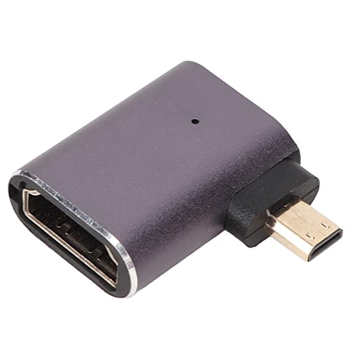 8K Micro HDMI auf HDMI Adapter, UHD 40 Gbps Rechtwinkliger Micro HDMI Stecker auf HDMI Buchse Konverter mit LED-Anzeigen, Unterstützt Ethernet Audio Return Channel von Bewinner