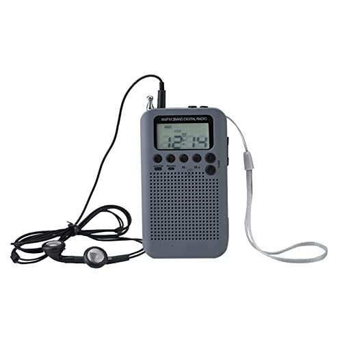 AM/FM-Decodierung Digitalradio/tragbares -Radio - 2-Band-Digital-Tuning - mit Externem Lautsprecher, Peitschenantenne - Hohe Empfangsempfindlichkeit (Grau) von Bewinner