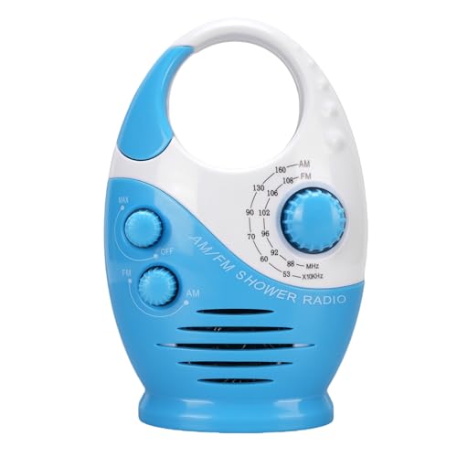 AM/FM Duschradio mit Spritzsicherem Design - Batteriebetriebener Tragbarer Lautsprecher, Top Griff für Duschkopf & Haken - Blau, Ideal für Badezimmer, Garage, Nachttisch AM/FM Duschradio mit Spritzsicherem Design - Batteriebetriebener Tragbarer Lautsprecher, Top Griff für Duschkopf & Haken - Blau, Ideal für Badezimmer, Garage, Nachttisch von Bewinner