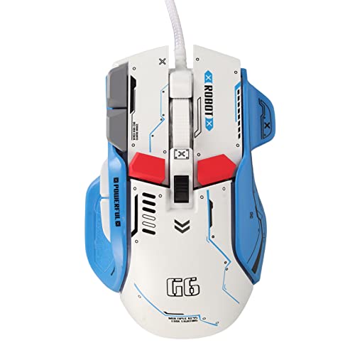 Bewinner 13 RGB-Gaming-Maus, Programmierbare 10 Tasten, 6 Stufen 12800 DPI, Kabelgebundene Gaming-USB-Gamer-Mäuse, Ergonomische Computer-USB-Maus für Windows-PC-Laptop-Gamer (Weiss) von Bewinner