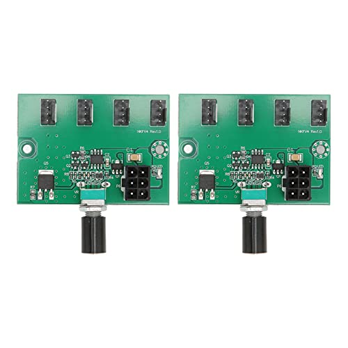 Bewinner 2 Stück 12 V 4 Kanal PC Lüfterdrehzahlregler, Gehäuselüfter Hub, CPU Kühlung, 4 Poliger PWM Lüfter, PC Hub, Kompatibel mit 2 Poligen 3 Poligen Lüftern für PC Gehäuselüfter, CPU Lüfter von Bewinner