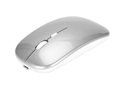 2.4G Kabellose Maus mit USB-Empfänger, Tragbare Ergonomische Kabellose Wiederaufladbare Lautlose Maus für PC/Tablet/Laptop 800, 1200, 1600 DPI Einstellbar(Silber) von Bewinner