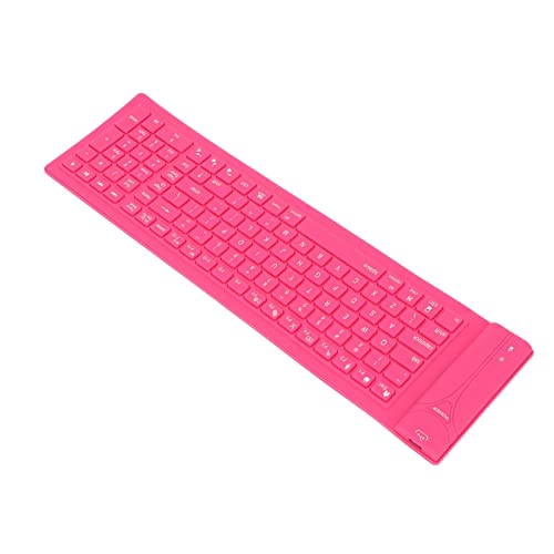 Bewinner 2022 Upgrade Drahtlose Silikon Tastatur, Faltbar, Tragbar, 108 Tasten, Wasserdicht, Aufrollbar, Weiche Gummitastaturen,für PC, Laptop, Notebook (Rosa) von Bewinner