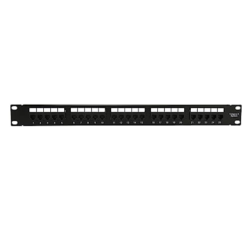 Bewinner 25 Ports Ungeschirmtes Cat3-Patchpanel, Pass-Thru-Koppler-Patchpanel UTP 19 Zoll, Leeres Keystone-Patchpanel für Ethernet-, Fast-Ethernet- und Gigabit-Anwendungen von Bewinner