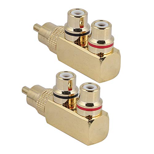 Bewinner 2PC Cinch-Stecker auf 2 Cinch-Buchse, AV-Splitter-Stecker Cinch-Stecker auf 2 Adapter-Buchse, Vergoldete Kupferverbindungen AV-Audio-Splitter-Stecker von Bewinner