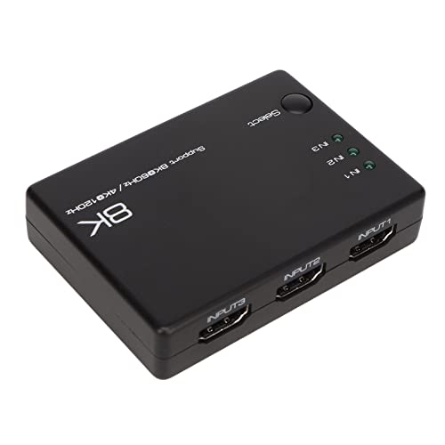 Bewinner 3 Port HDMI Switch 8K, 3x1 HDMI Switcher 3 in 1 Out, 40 Gbps Fast Stable HDMI Switcher Selector Box mit Fernbedienungsunterstützung HDR für TV, Projektor, PC von Bewinner