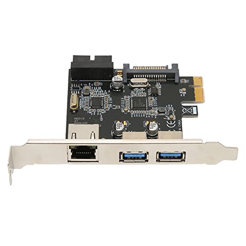 Bewinner 4 Ports PCIE zu USB3.0 Erweiterungskarte, PCIE zu RJ45 Erweiterungskarte mit 5Gbps High Speed, 15Pin Power, Unterstützt Hot Swap, für PCIE X1, X4, X8, X16 Slot, für Win XP, 7, 8, von Bewinner