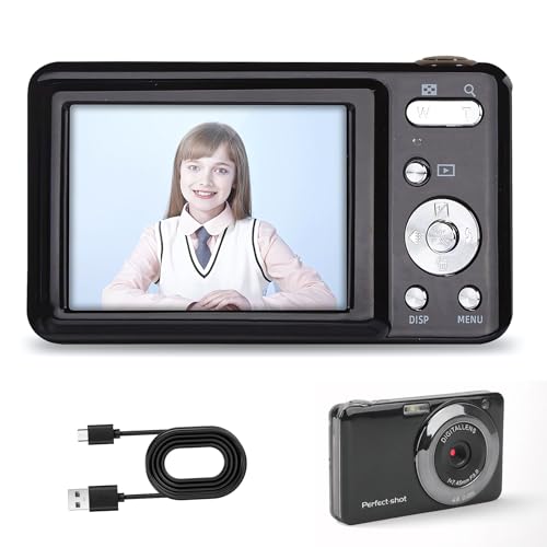 Bewinner 48 MP -Digitalkamera, 2,7-Zoll-Vlogging-Kamera mit 8-Fach Optischem Zoom, Videokamera, LCD-Bildschirm, Kinder-Selfie-Kamera mit Aufbewahrungstasche für Studenten, von Bewinner