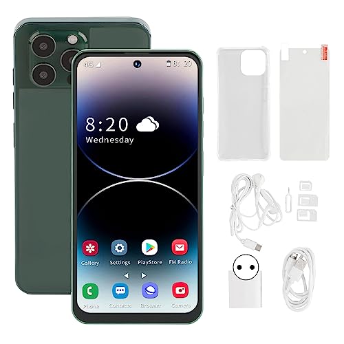 Bewinner 4G Smartphone ohne Vertrag Ggünstig, I14 Pro Max Cell Phone Android 12 4GB RAM 128GB ROM, 6.7 Inch Phone with 4000mAh Battery, 8MP+16MP Kameras Support C Port Fast Charging(EU-grün) von Bewinner