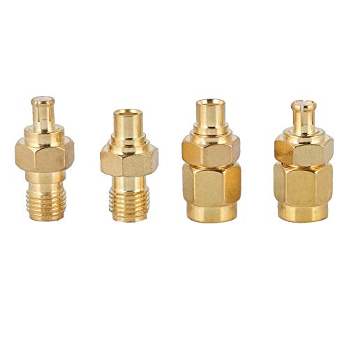 Bewinner 4pcs Messing vernickelt MMCX auf SMA-Adapter für Antennenfunkgerät - MMCX-Stecker auf SMA-Stecker, MMCX-Buchse auf SMA-Buchse, MMCX-Stecker auf SMA-Buchse, MMCX-Buchse auf SMA-Stecker von Bewinner