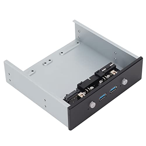 Bewinner 5,25 Zoll USB Hub mit Metallfrontplatte, 2 Ports USB3.0 2 X USB Erweiterung, 2 X Leistungserweiterung, 2 X 2,5 Zoll Festplattenhalterung, für Optisches Desktop Laufwerk (PH7) von Bewinner